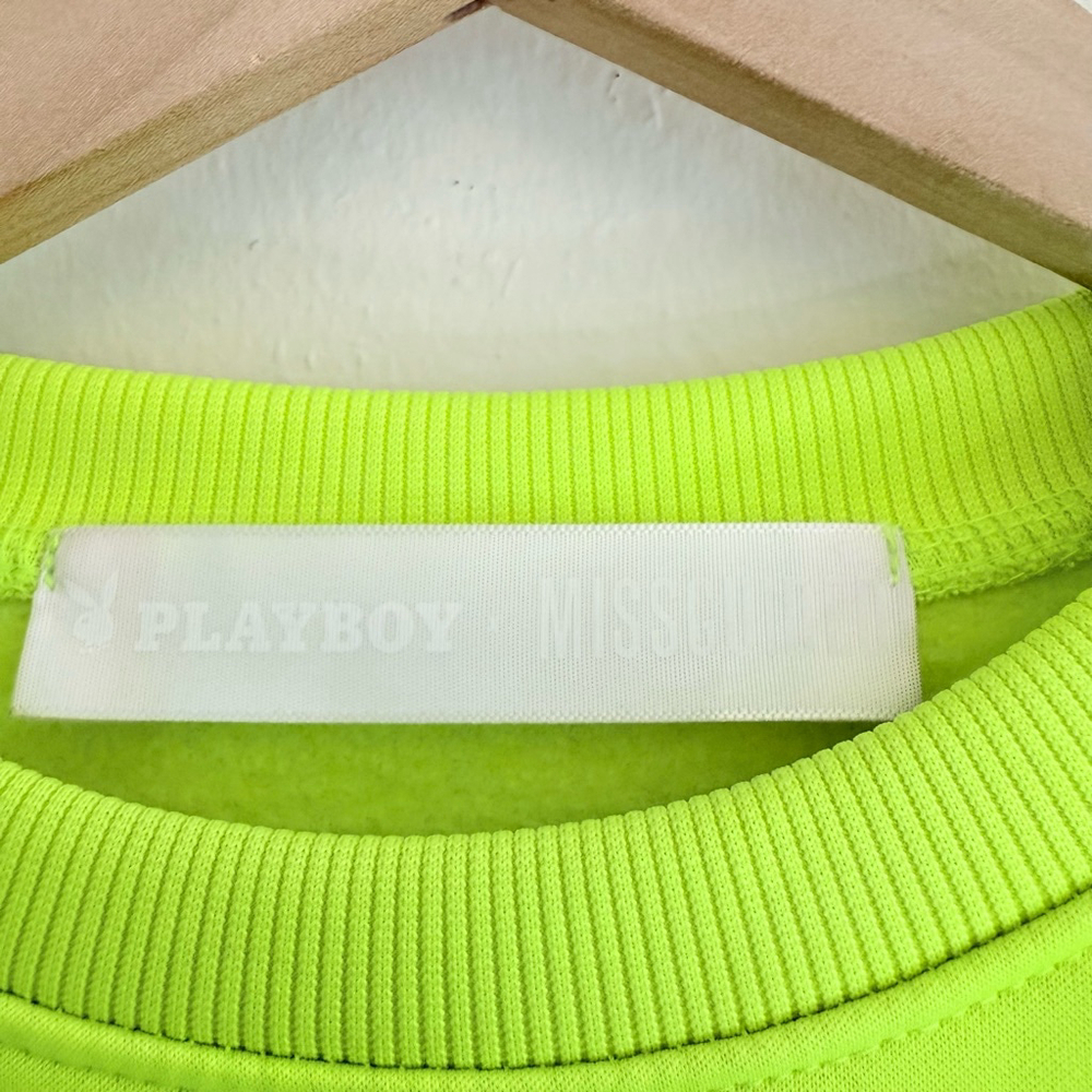 Playboy x Missguided Women's Neon Yellow Oversized Baggy Sweatshirt Size Small - Picture 6 of 7